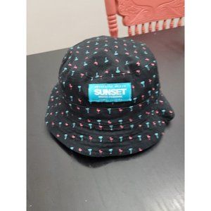 SUNSET MUSICAL FESTIVAL Reversible Bucket Hat Tampa FL Blk Flamingos Palm Trees